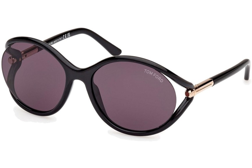 Napszemüvegek Tom Ford Melody FT1090 01A Kerek Fekete